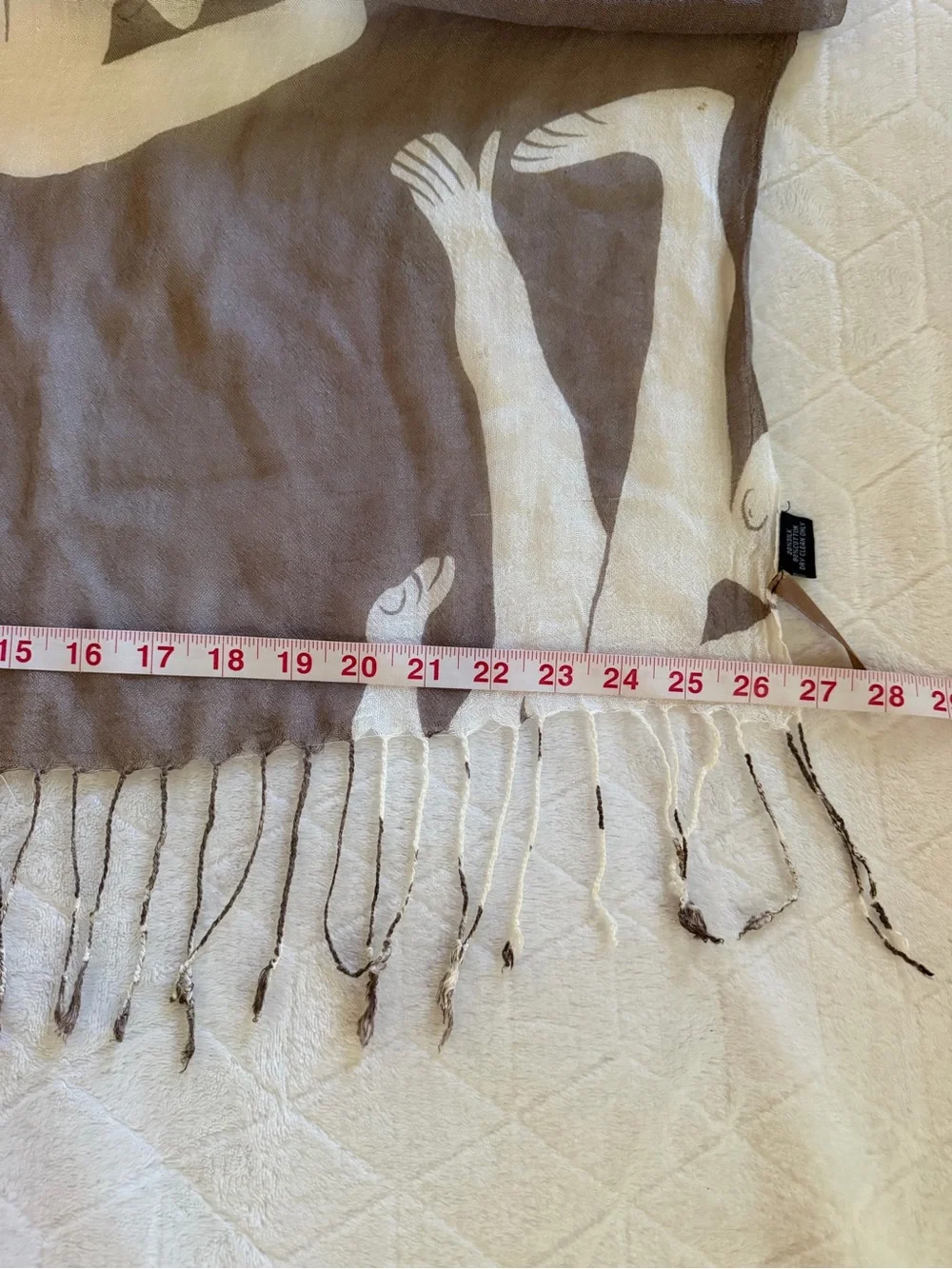 LOOK by M silk blend fringe scarf brown cream gorgeous OS